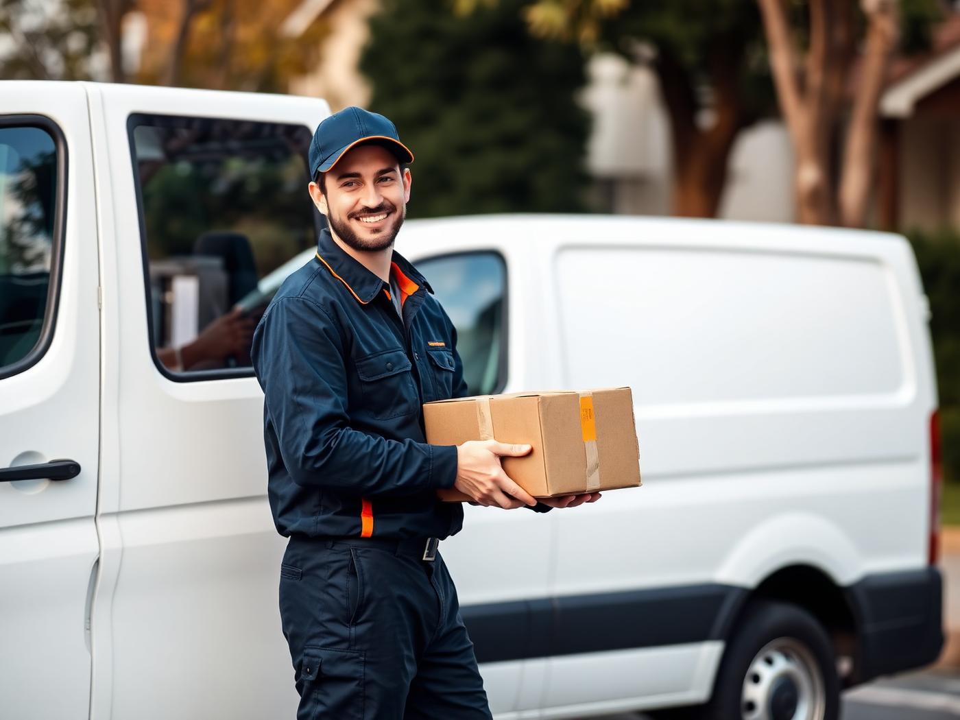 Courier handing a parcel to a customer at their door
